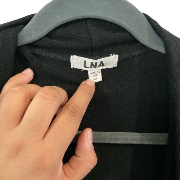 Lna Women's Cut Out Sleeve Cardigan Black Medium Sweater Open Front Cascade Fall - Picture 3 of 12